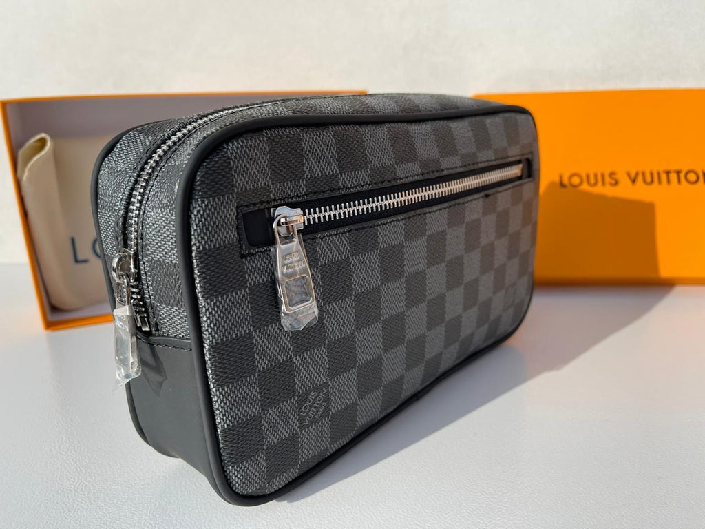 Louis Vuitton LV Men Kasai Clutch in Damier Ebene Canvas - LULUX