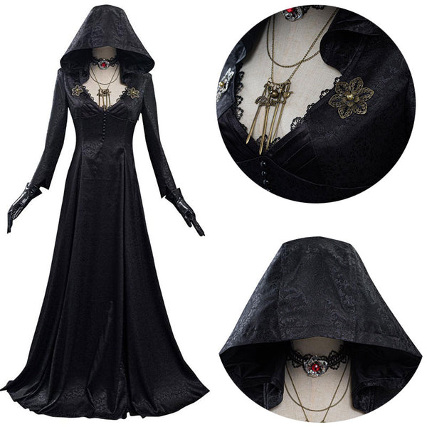 Resident Evil Village Vampire Lady Dimitrescu Dress Halloween Cosplay Costumes