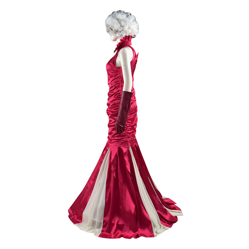 2021 Cruella Red Dress Cosplay Cruella De Vil Emma Stone Costumes Outf ...