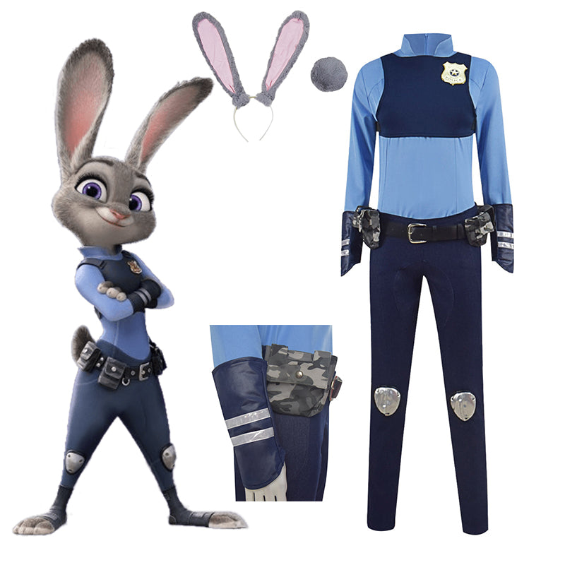 Zootopia Judy Hopps Cosplay Costume Rabbit Police Uniform Halloween Ca ...