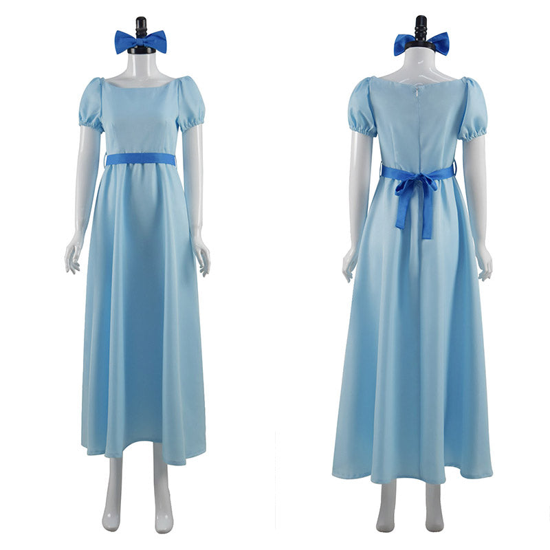 Peter Pan Wendy Darling Cosplay Costume Princess Blue Dress For Women ...