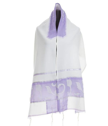 Tallit Paper Cut Purple, Bat Mitzvah Tallit, Tallit for Girl- Galille Silks