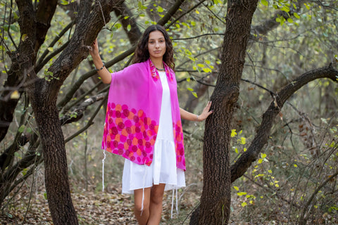 Tallit Paper Cut Purple, Bat Mitzvah Tallit, Tallit for Girl- Galille Silks