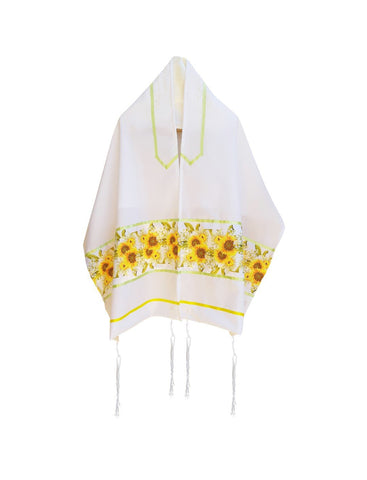 Sunflowers Field Tallit for Women, Girl Tallit, Feminine Tallit, Bat Mitzvah Tallit Set- Galilee Silks