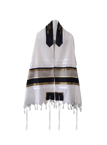Handwoven Black & Silver Pattern Non-Slip Tallit (Prayer Shawl) Set from  Rikmat Elimelech