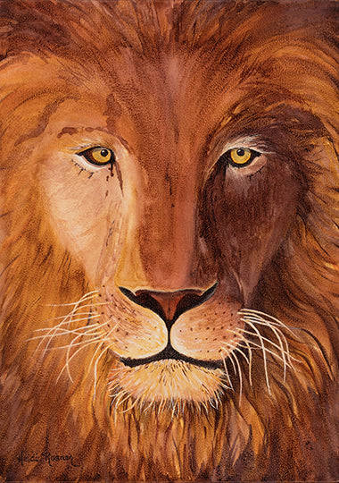 Lion Gaze - Lion Africa Landscape Watercolor Painting - Heidi Rosner ...