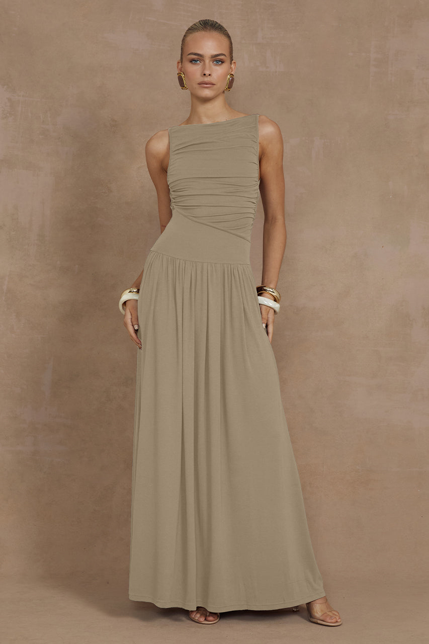 NALLA MAXI DRESS - SAND - runawaythelabel.com product image