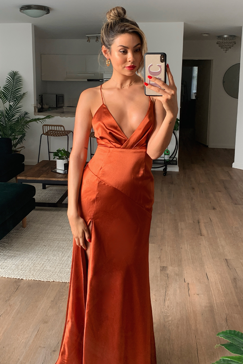 copper orange dress