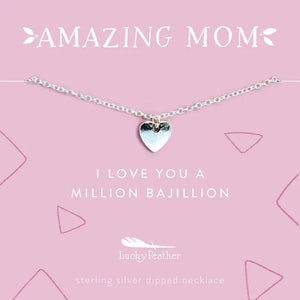 Mom Necklace - I Love You A Million Bajillion - Silver - Dandy Lions Gifts