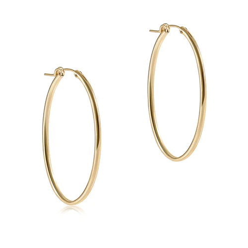 Smooth Oval Gold Hoop 2"