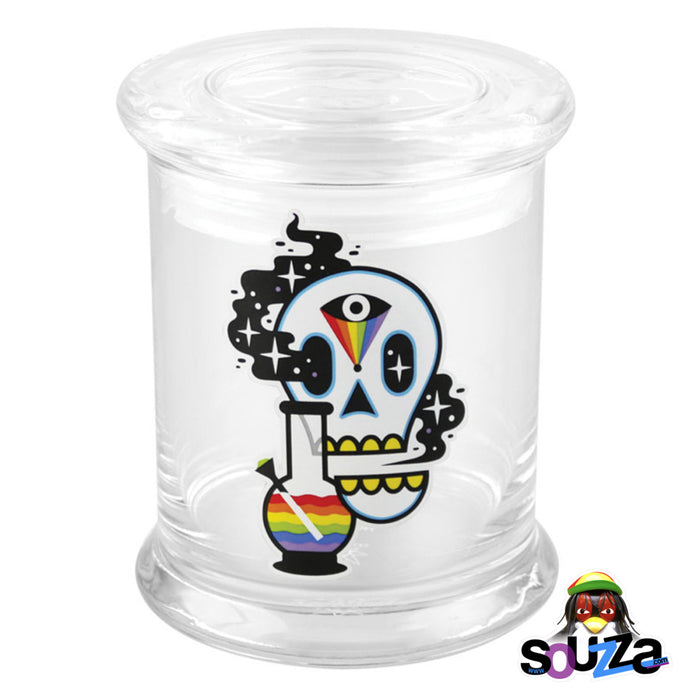 large glass skull jar