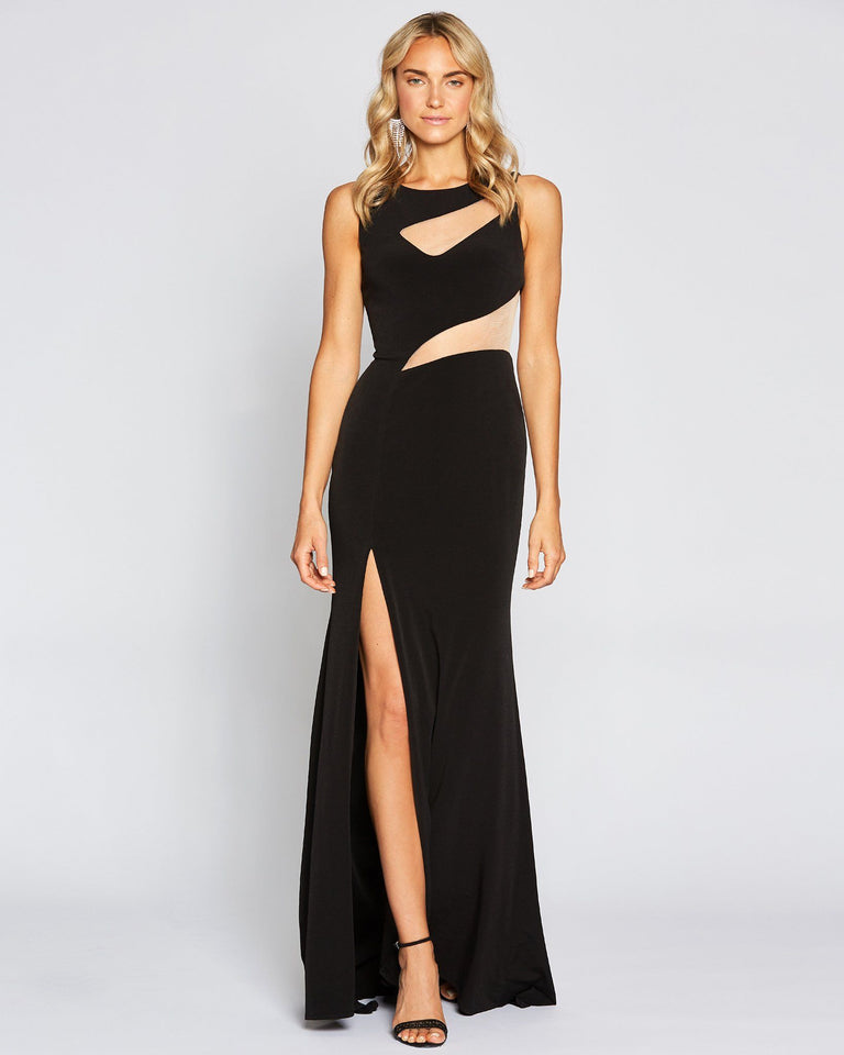 long black cut out dress