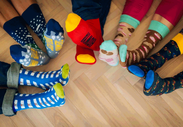 lots of fun socks on feet