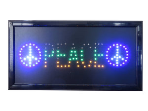 19x10 LED Neon Sign Lighting by Tripact Inc - 2 Swtiches: Power & Animation for Business Identification - Peace