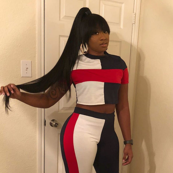 Sleek Ponytail with Fishtail Braid & Swoop Bang 😍 Not 1 hair outta place!  We used 1 10in track for the swoop bang and two bundles of 3... | Instagram