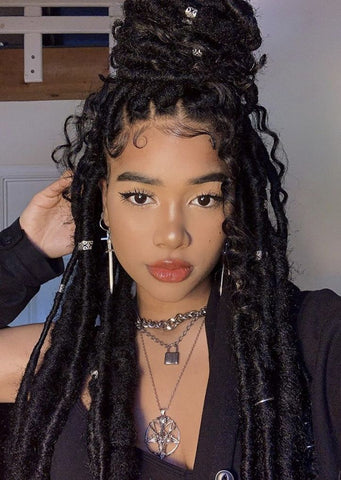 Half up, half down Goddess locs