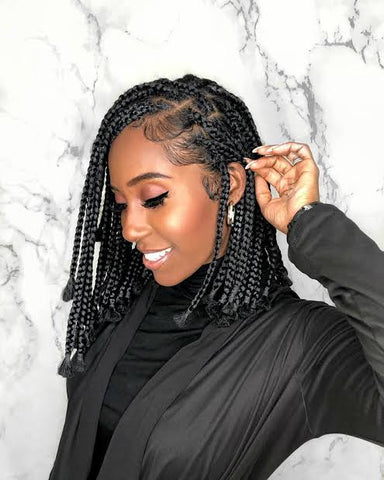 side parts bob box braids