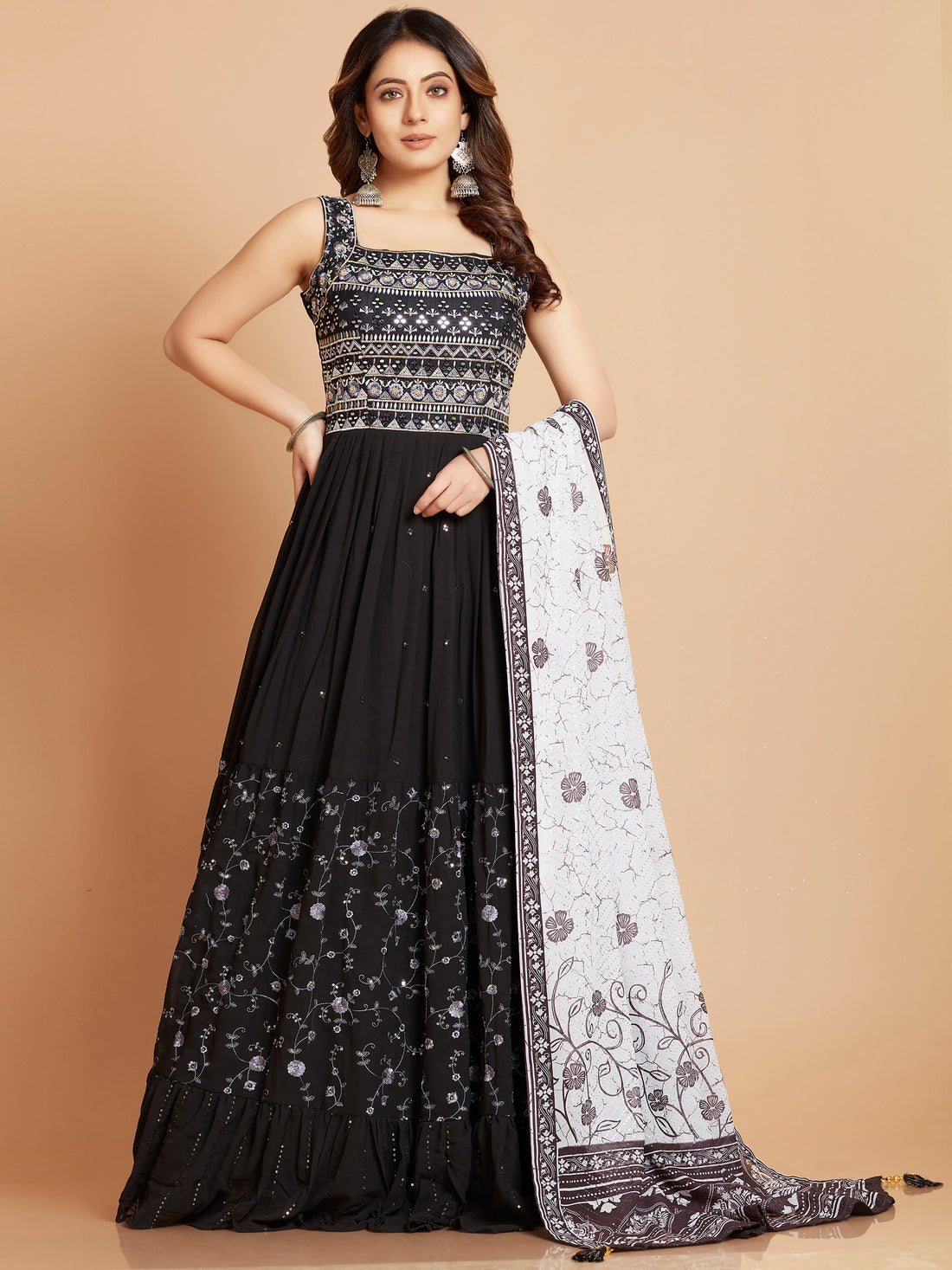 Black Floral Long Dhoti Gown at Rs 6500, Mahaveer Marg, Jaipur