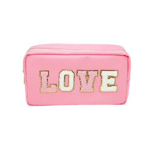 LOVE Cosmetic Bag - Violet and Valentine - Gold Cosmetic Bag