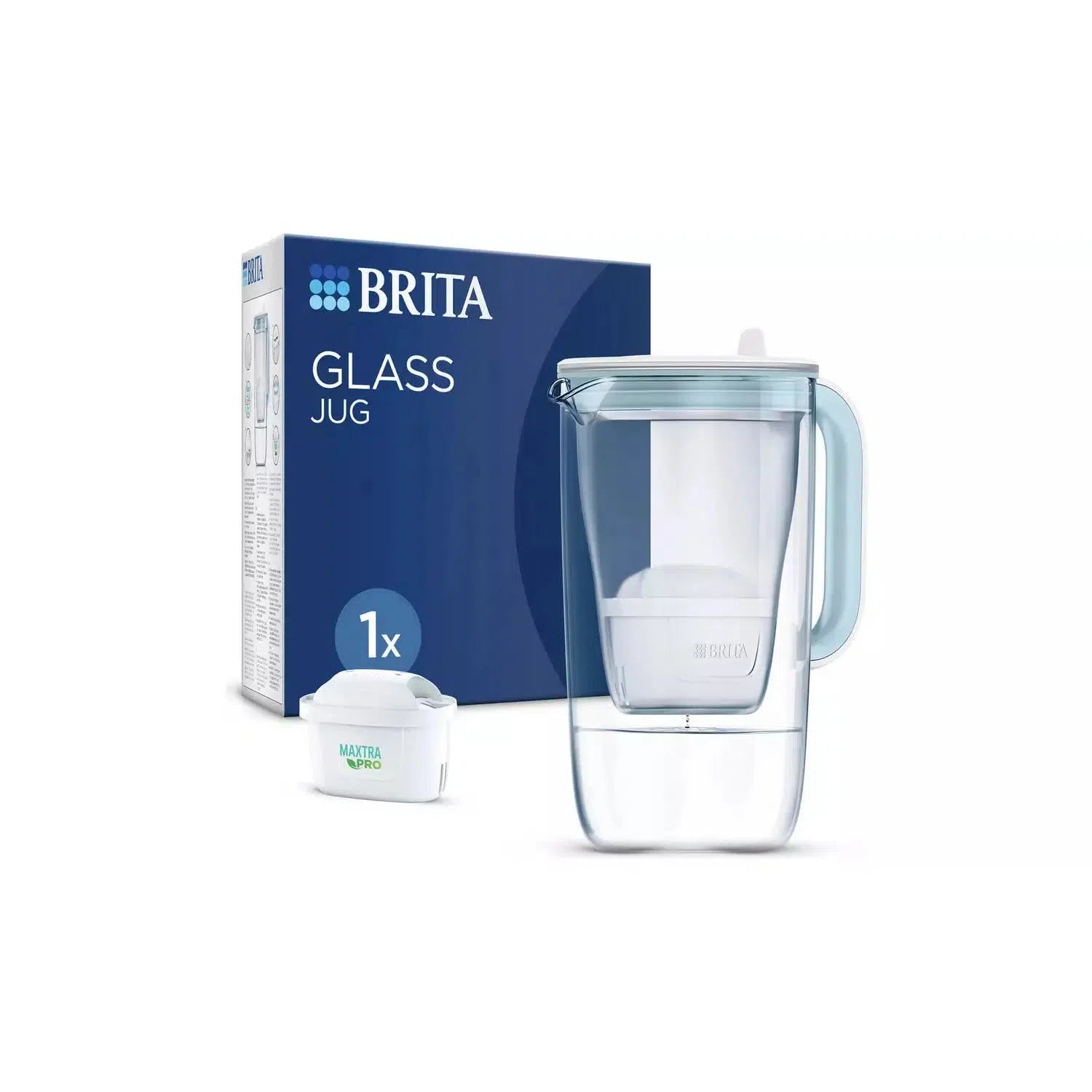 BRITA Glass Water Filter Jug Light Blue 2.5L308/6485 by HealthXpress.ie
