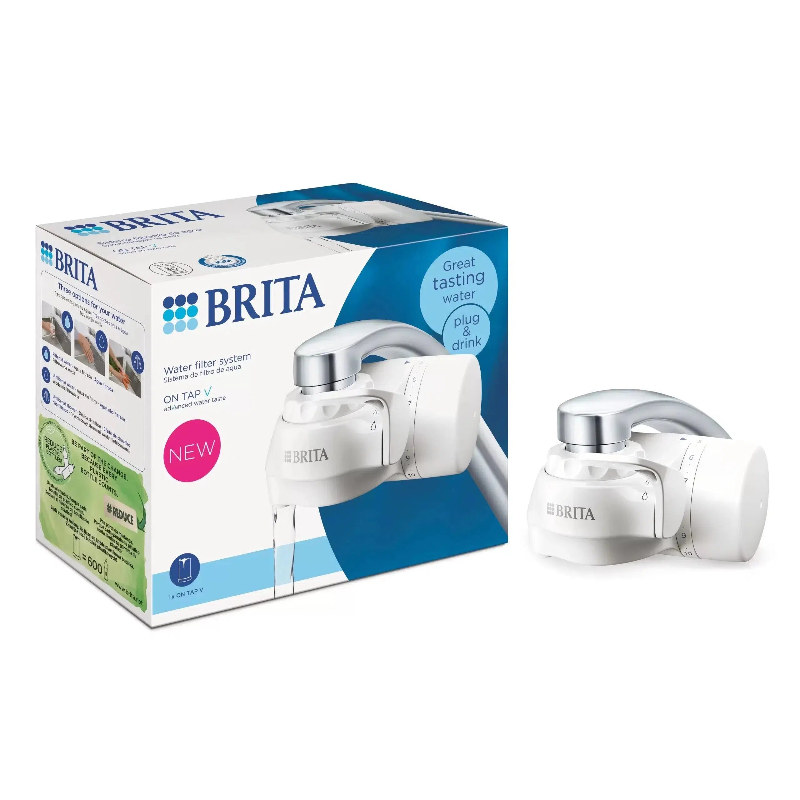 Brita On Tap V Water Filtration System - delivers better-tasting water with a simple one-click installation by HealthXpress.ie