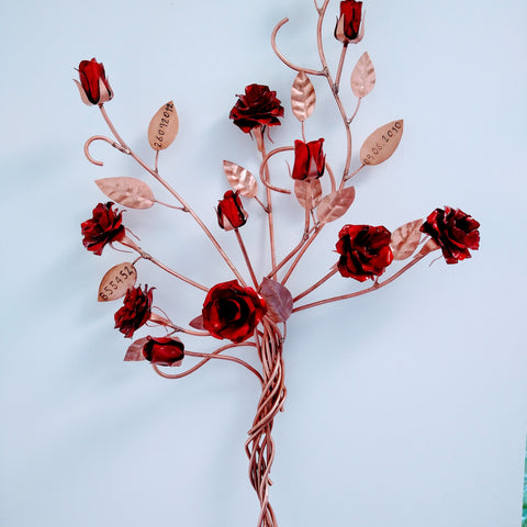 Copper roses wall hanging