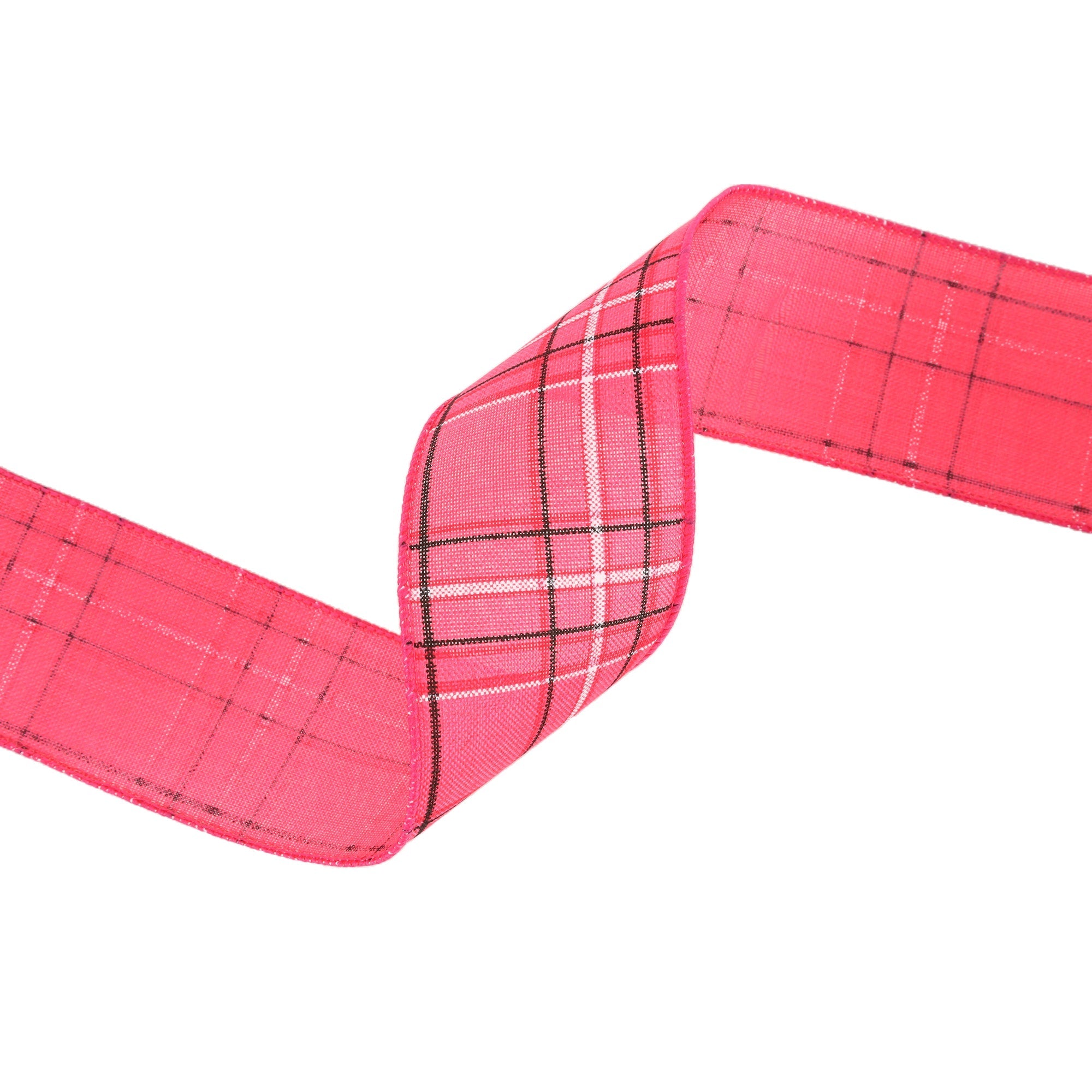 2 1/2" Wired Ribbon | Hot Pink/Spring Plaid | 10 Yard Roll