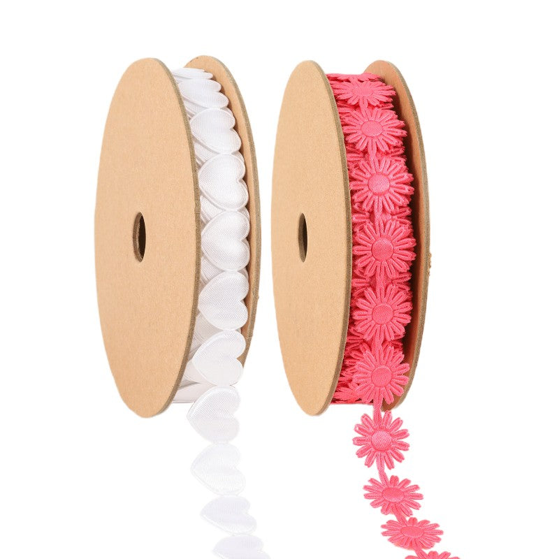 3/4" Ultrasonic Cut White Heart/Hot Pink Daisy Bundle/20 Yards