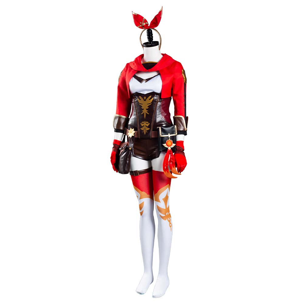 Genshin Impact Halloween Carnival Suit Amber Cosplay Costume Jumpsuit –  