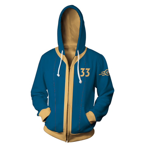 Fallout Game 33 Shelter Cosplay Adult Original Hoodie 3D Printed Hooded Zip Up Sweatshirt