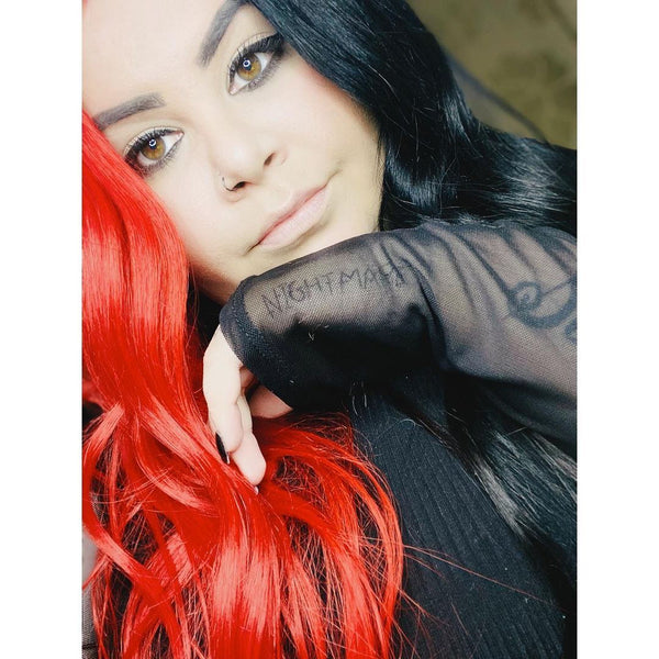 Half Red Half Black Lace Front Straight Wig