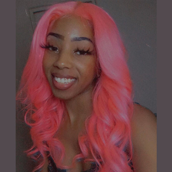 Peruvian Hair Rouge Pink Body Wave Lace Front Wigs