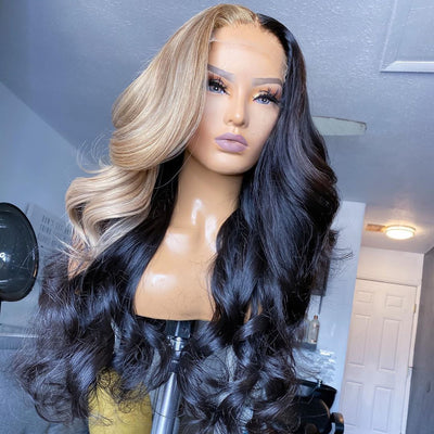 Brazilian Hair Half Blond Half Black Natural Wave Lace Front Wig Prosp Hair Shop Reviews On Judge Me