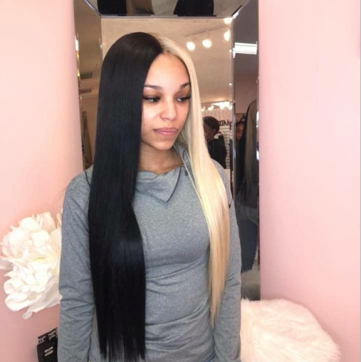 Peruvian Hair Lace Front Wig Half Blond And Half Black Color Prosp Hair Shop
