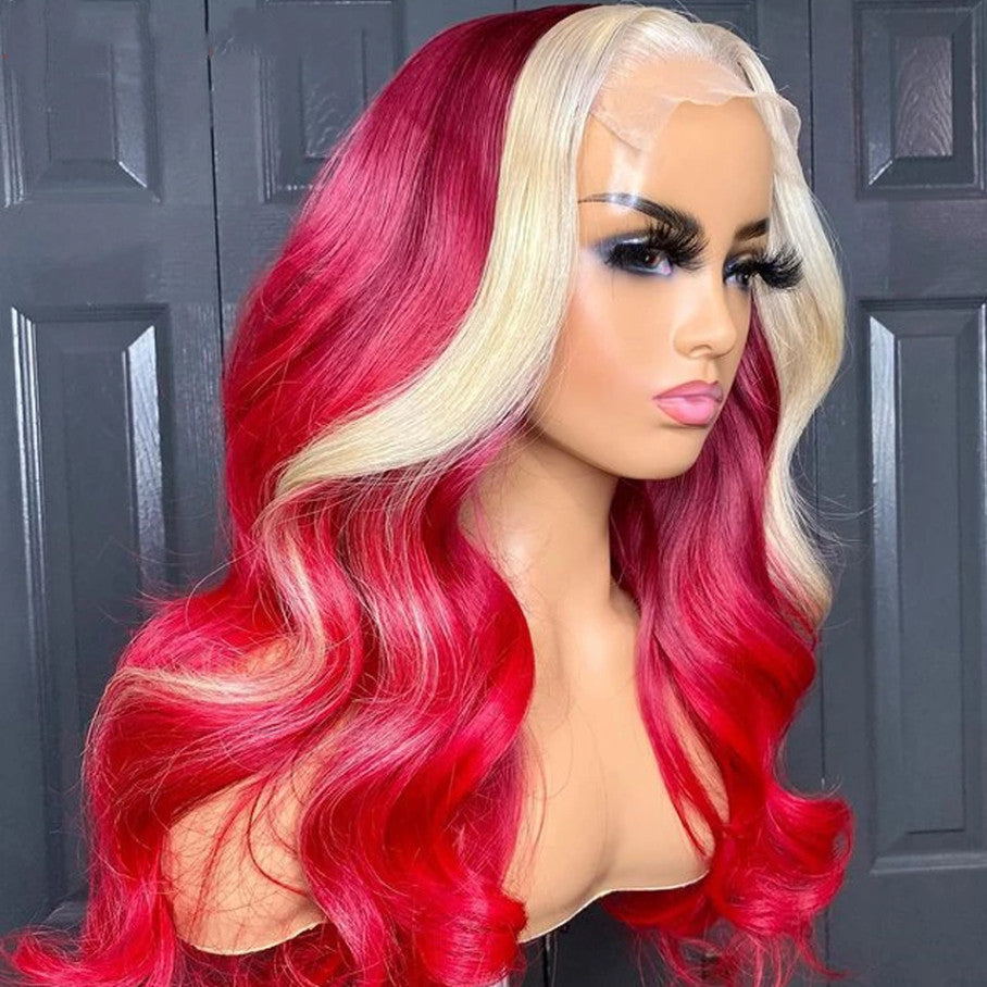 Human Hair Red Blonde Highlight Body Wave Lace Front Wig – Prosp Hair Shop