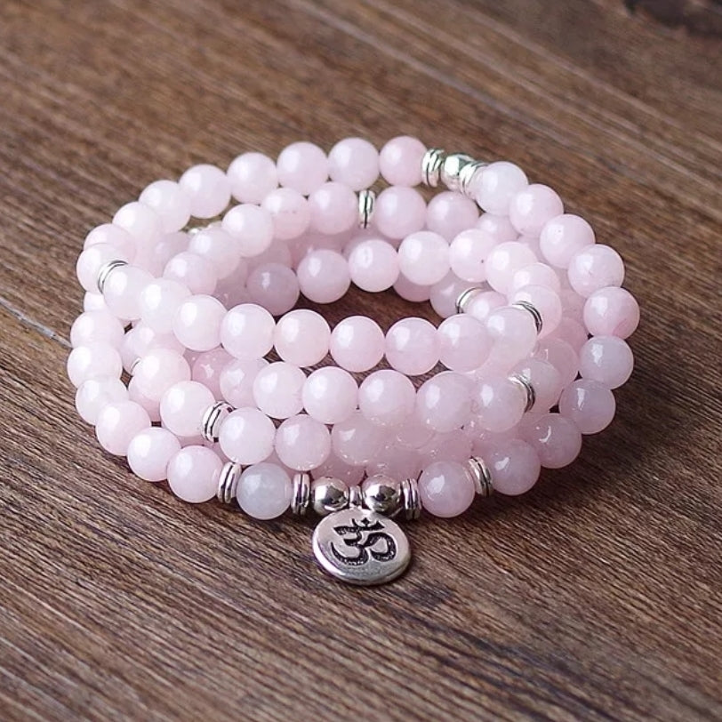 Rose Quartz Full Mala – Half Moon Malas