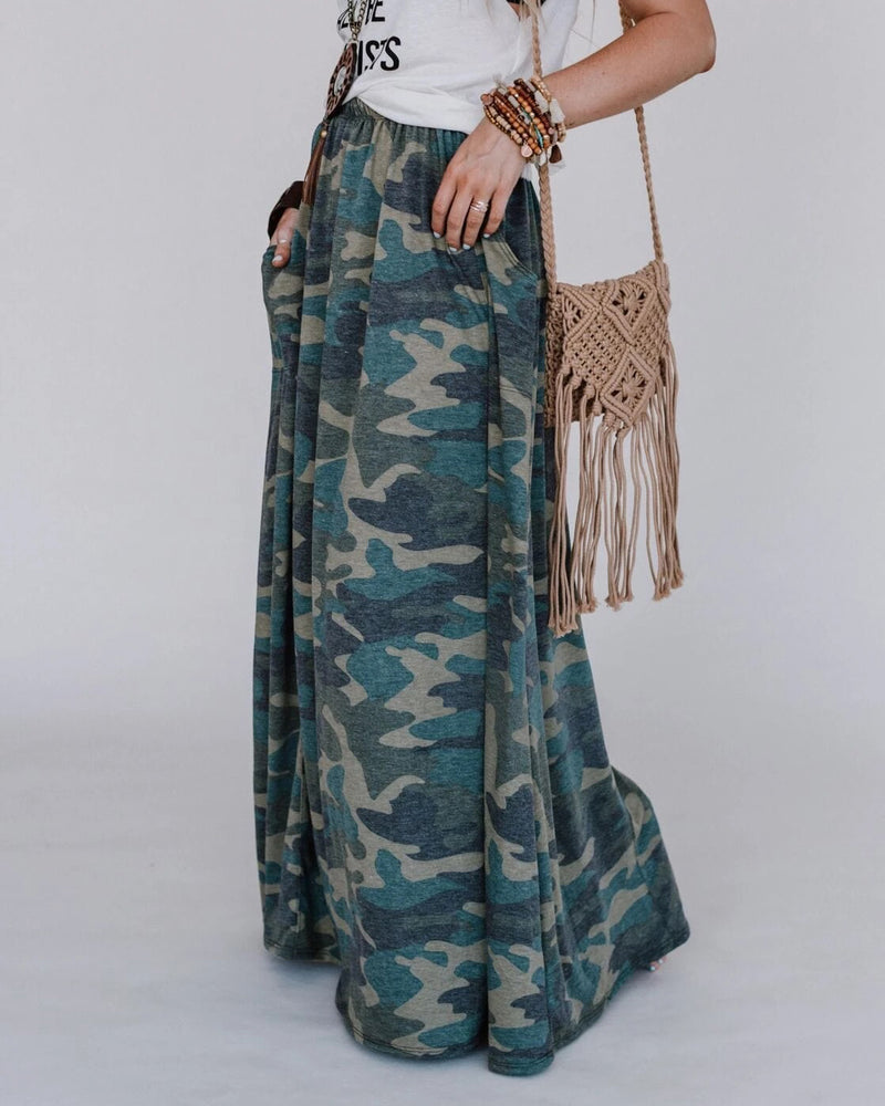 camo maxi skirt