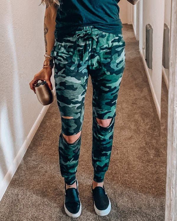 camo ripped joggers