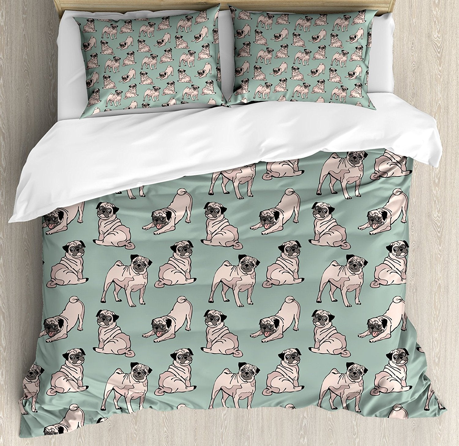 Pug Duvet Cover Set Dogs With Various States Sitting Standing