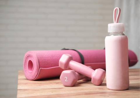 setting health goals for the new year with pink equipment