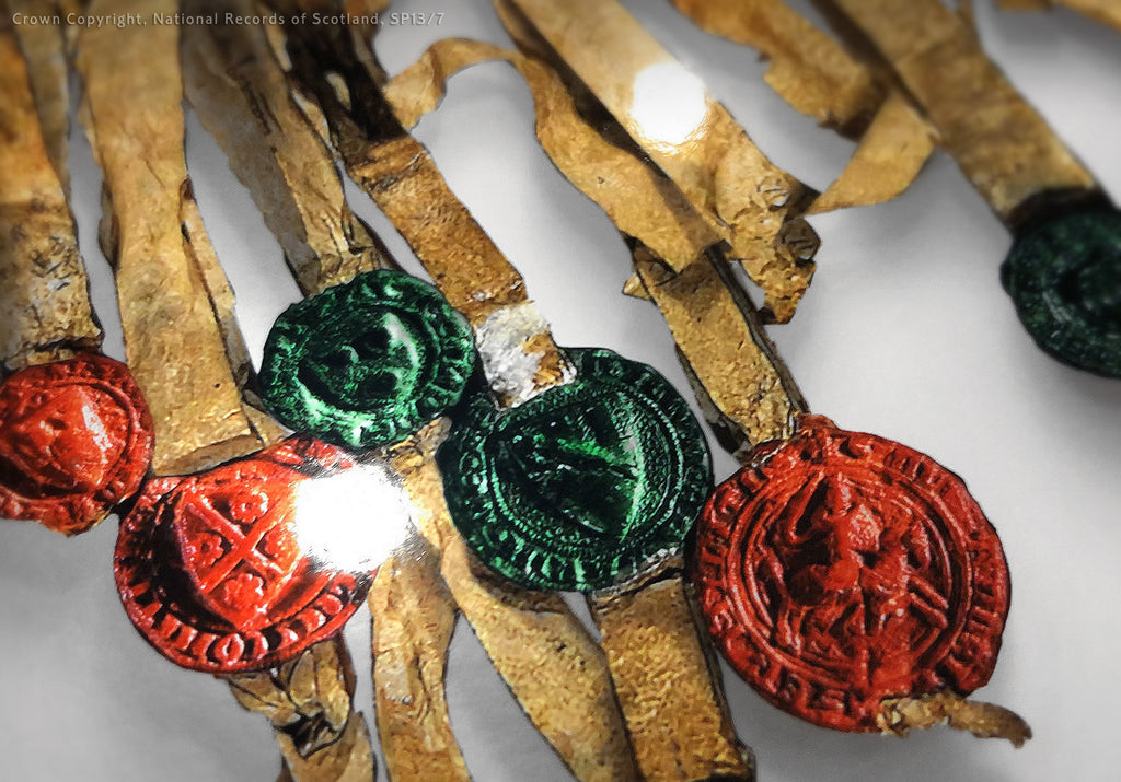 The Declaration of Arbroath gleans like gold, with the seals as rubies and emeralds