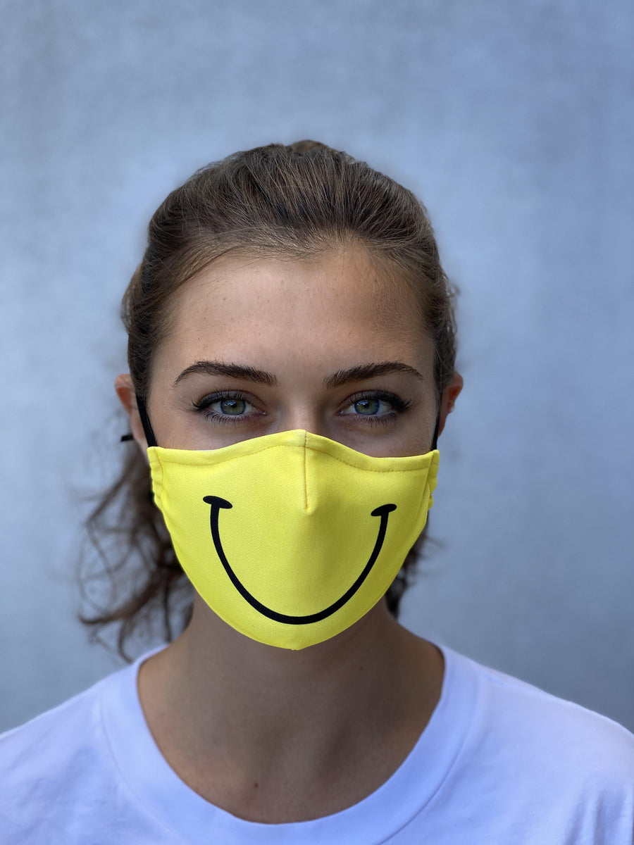 Yellow Smiley Washable Face Mask – Delfina Sport