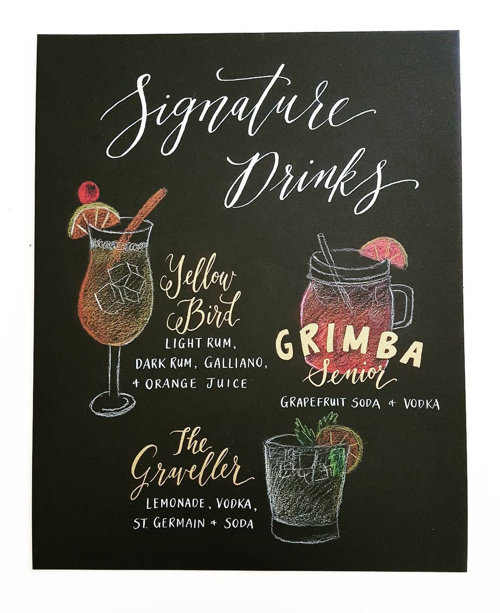 Signature Drink Sign for Wedding Cocktails Signage The Lettering Studio