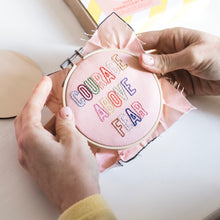 Load image into Gallery viewer, Courage Above Fear Mini Embroidery Hoop Kit