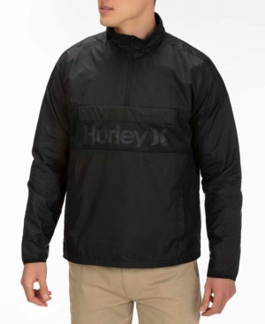 Hurley Mens Jacket Black Size 2xl  Windbreaker Siege Anorak Logo $80