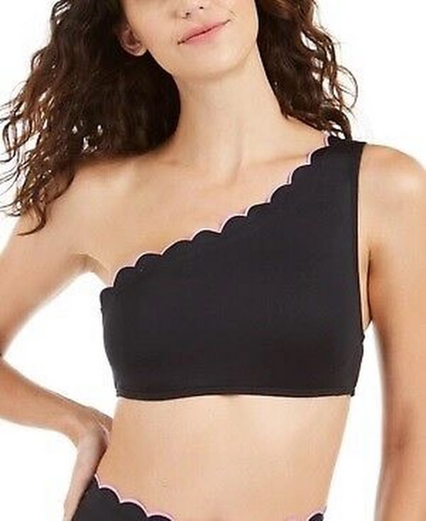 Kate Spade New York Contrast Scalloped One-Shoulder Bikini Top, Size L –  Vanessa Jane