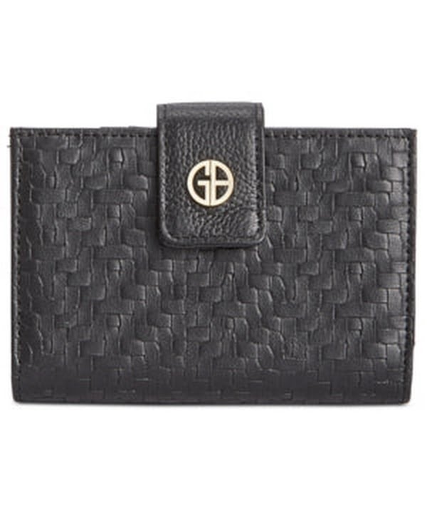 Giani Bernini Woven Genuine Leather Frame Snap Strap Wallet