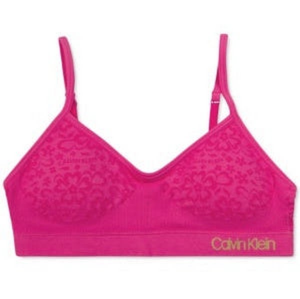 Calvin Klein Girls Soft Crop Bra Floral Logo Beach