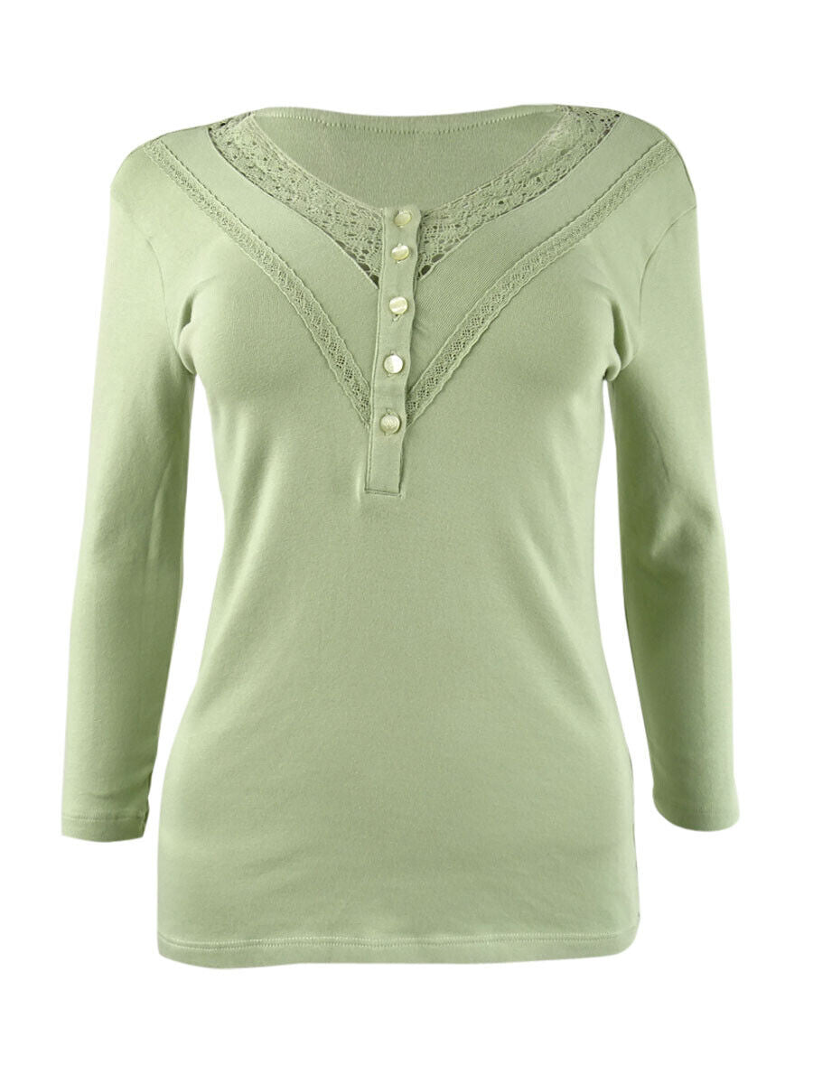 Lauren Ralph Lauren Lace Shoulder Henley Top, $49