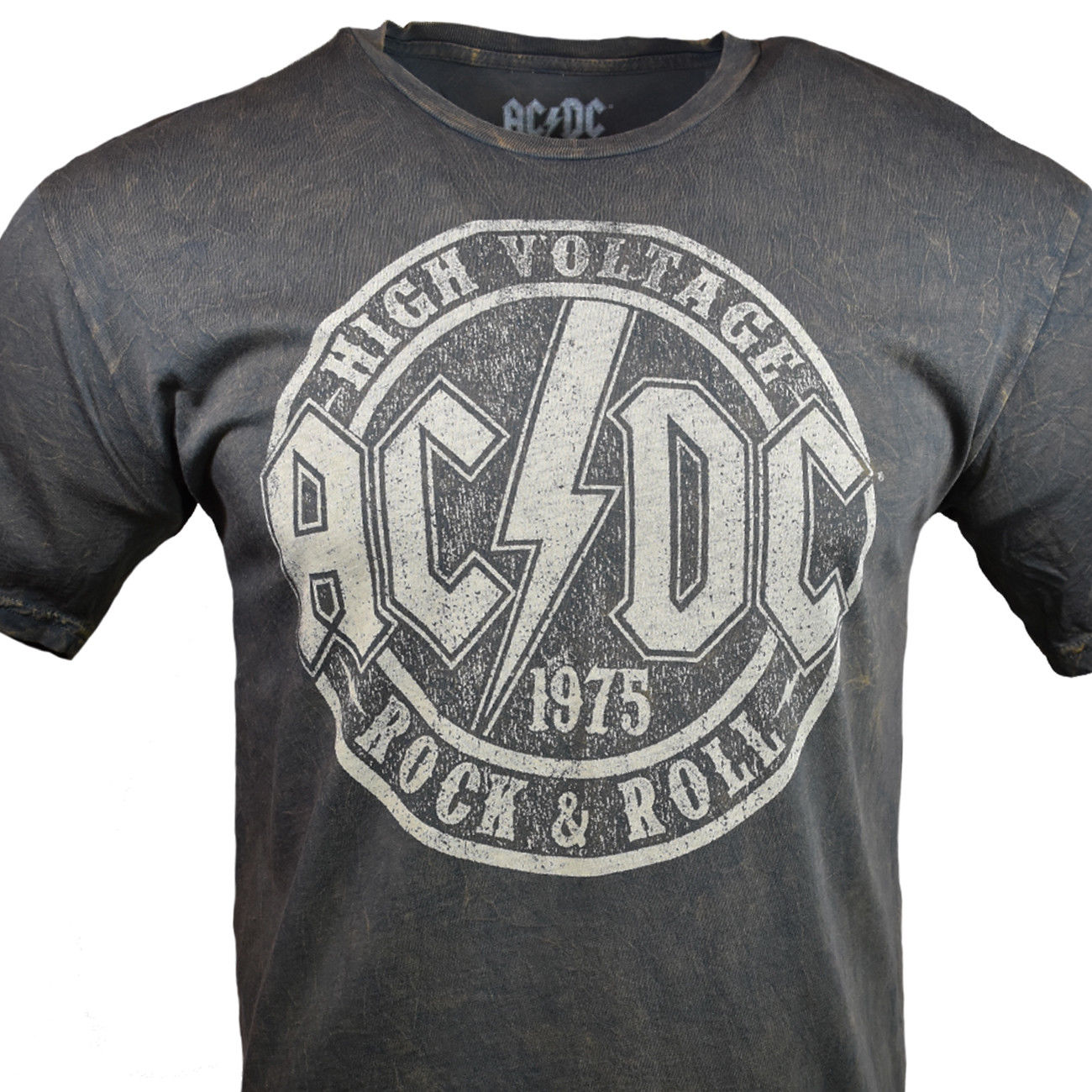 AC/DC High Voltage Rock & Roll 1975 Men's Graphic T-Shirt, Vintage Gre
